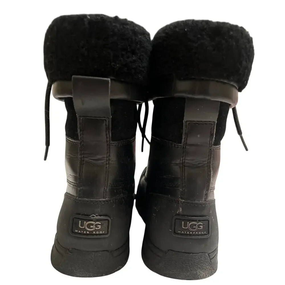 Ugg Kid's Butte II Snow Waterproof Boots Black Big Kid's Size 6 Original Box